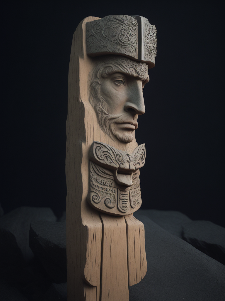 Slavic Totem Pole, deep carved, Slavic angry god face, Slavic Nation, slavic culture, odin