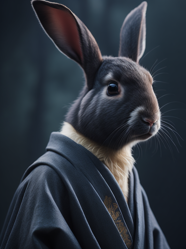 A rabbit in a chinese coat