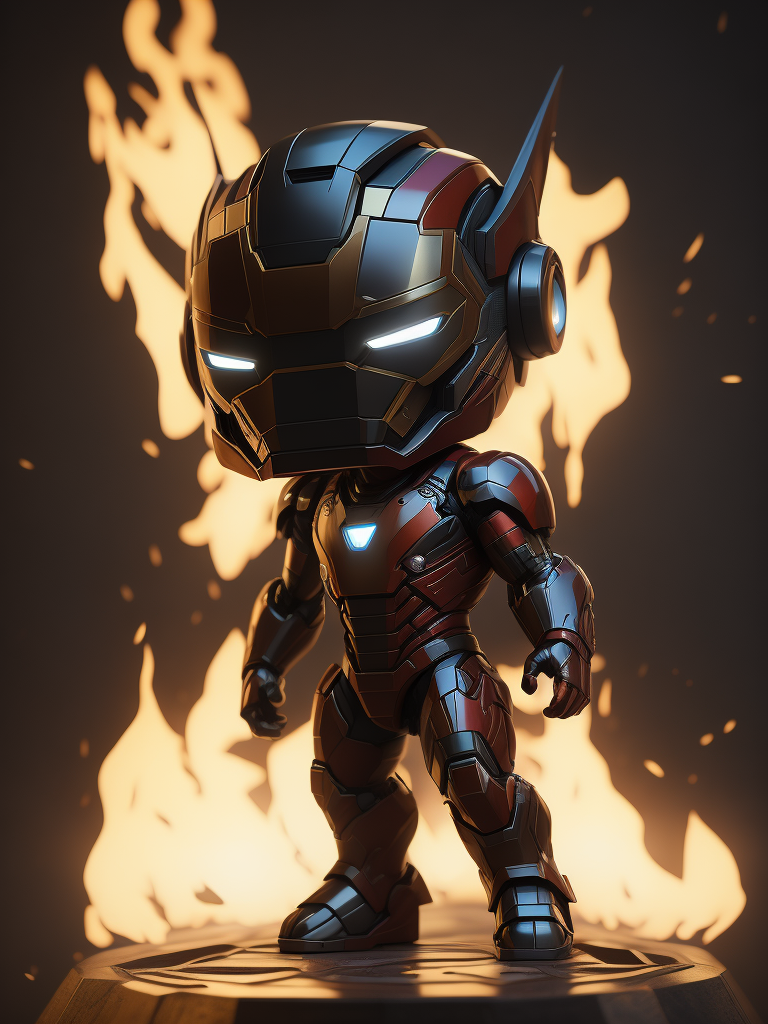 Full body 3d render of funko pop Iron Man