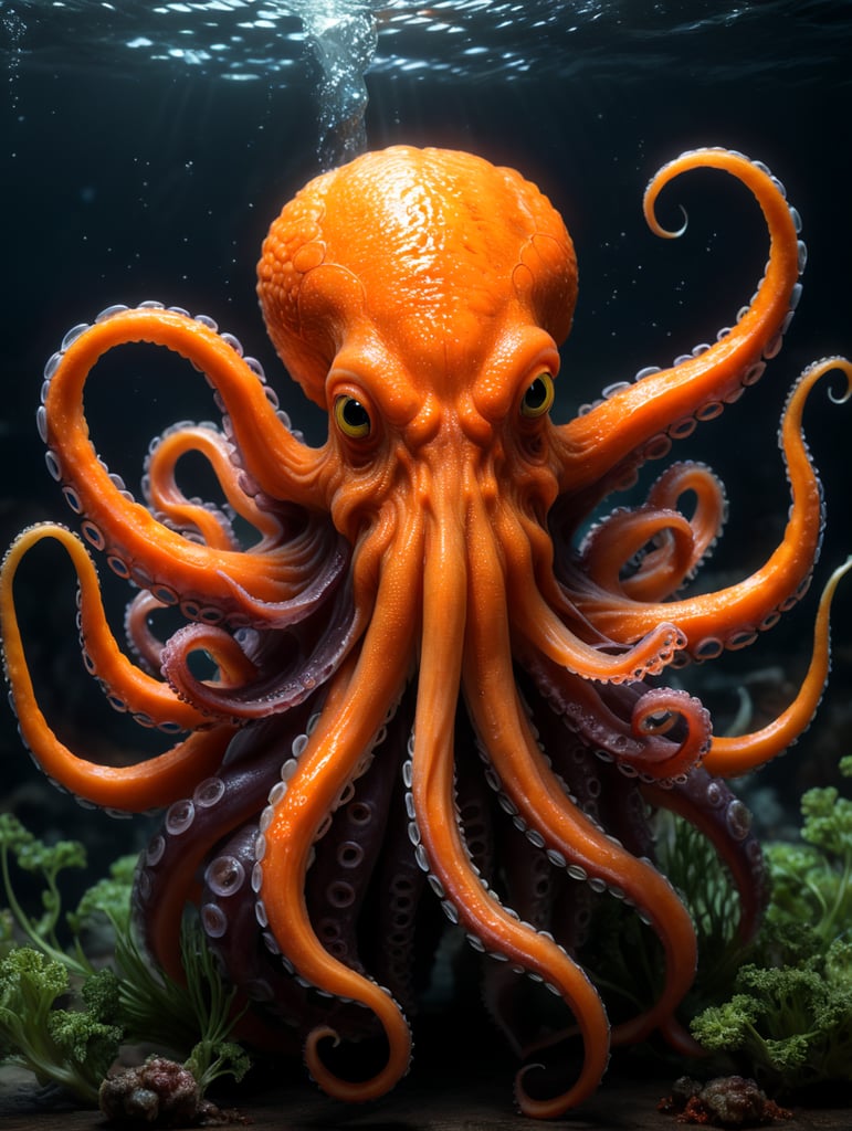 Incredible animal hybrid of a carrot plus a octopus. The tail of the carrot is a octopus.