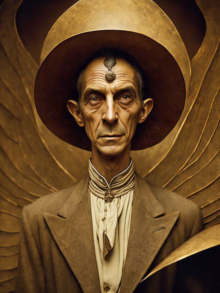 eldritch sun priest, by Remedios Varo, Mario Testino, and Terry Richardson