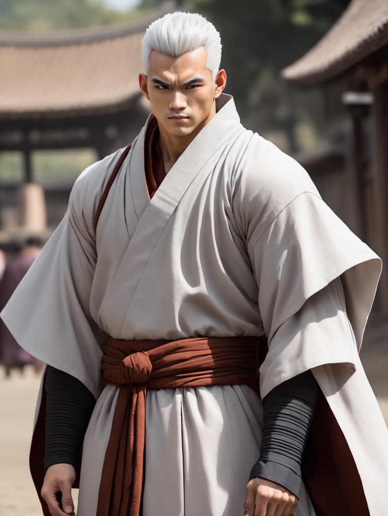 Saiyan white hair monk robe