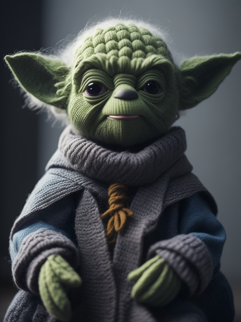 Master Yoda as a knitted toy