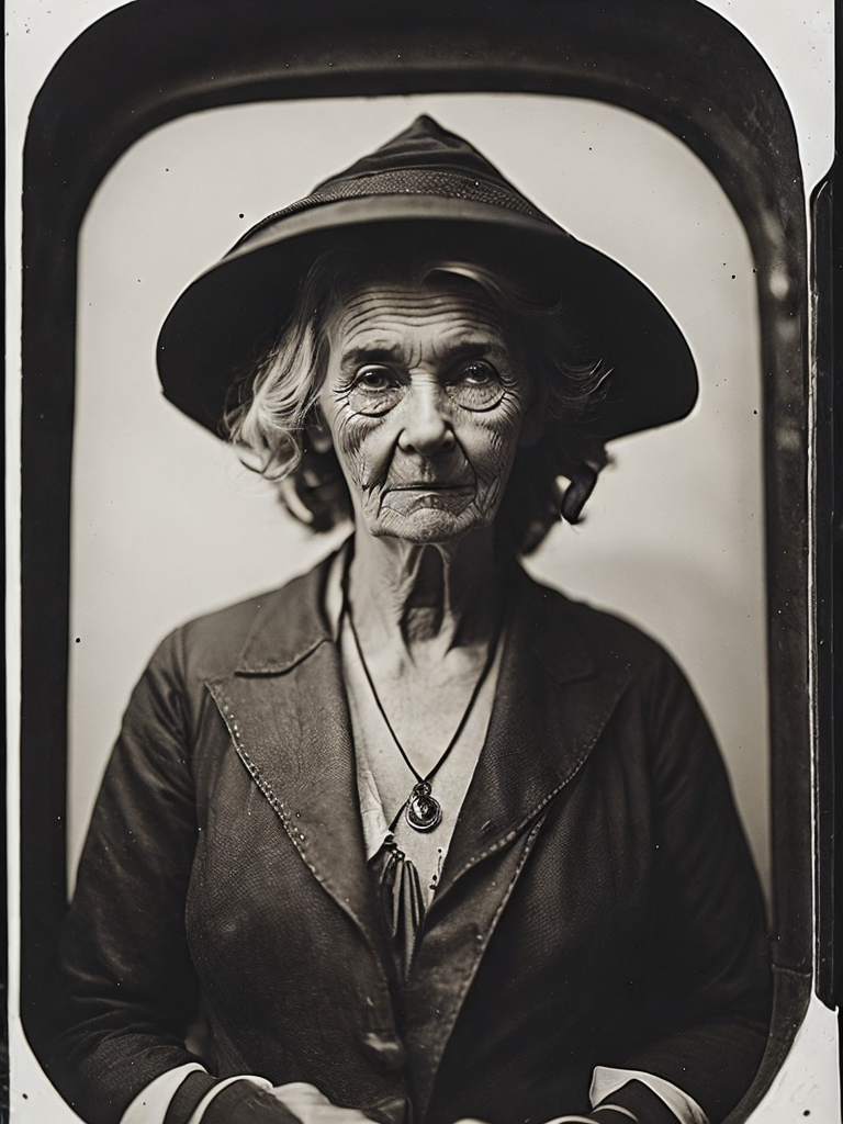 a wet plate photograph of a old witch