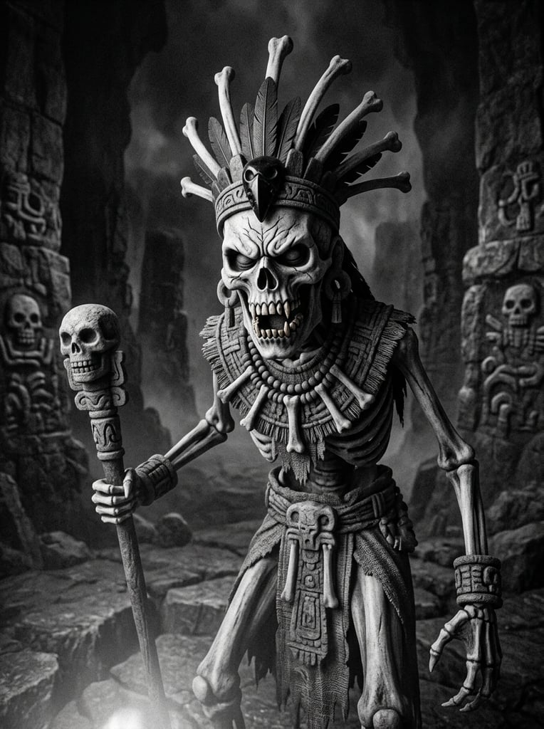 Premium Free ai Images | Wrath of Mictlantecuhtli in Mictlan