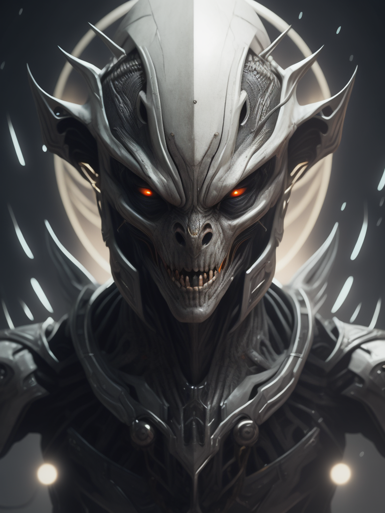 fantasy alien concept art, scary, white