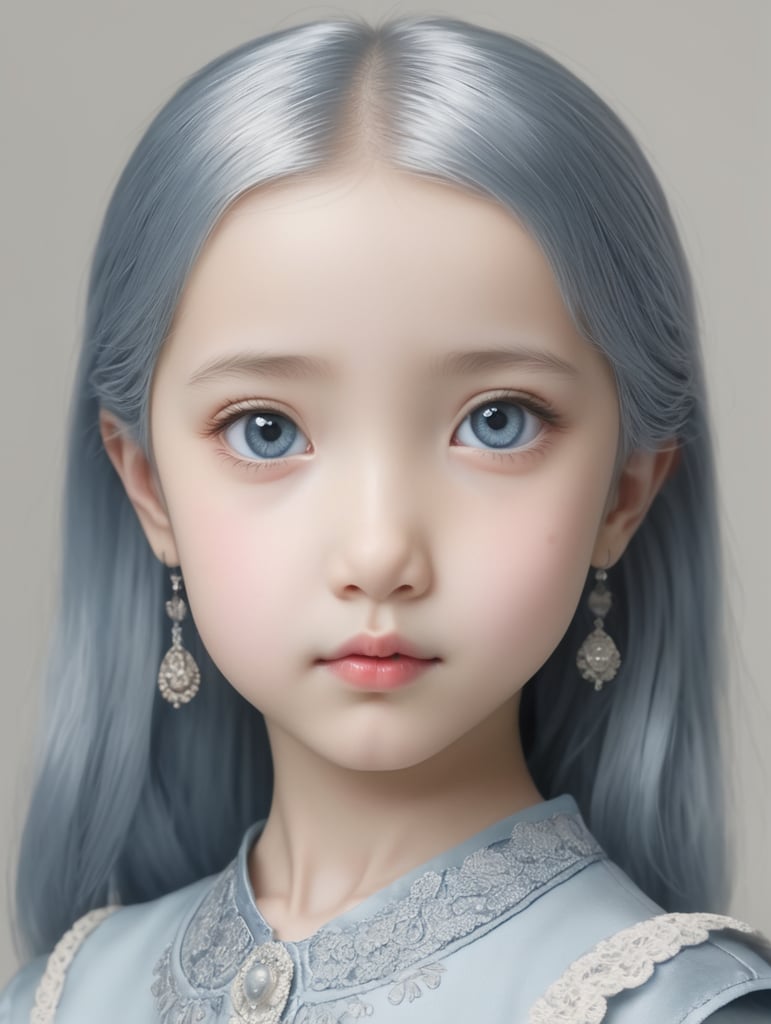 a unique real ai silver and blue girl