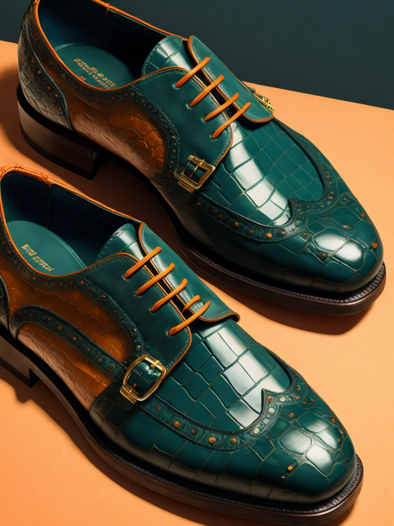 Super realistic gucci mexican gator skin shoe 3d octane render