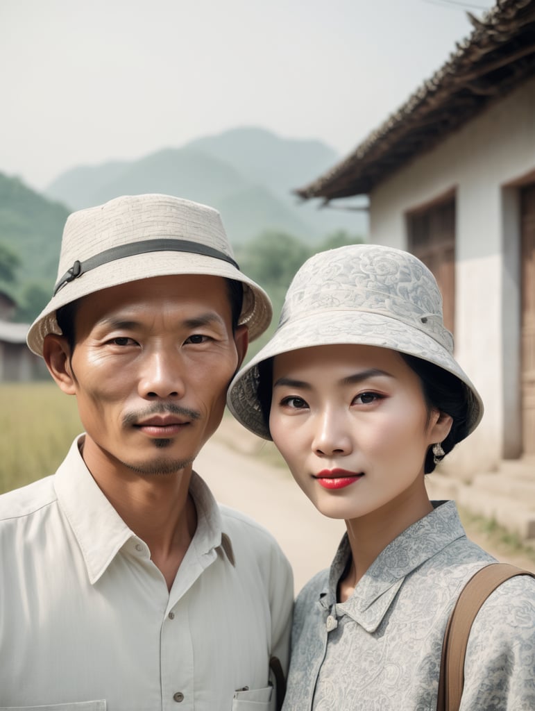 Leica portrait of people, in the style of dark hues, rural china, coded patterns, sparse and simple, uhd image, urbancore, sovietwave