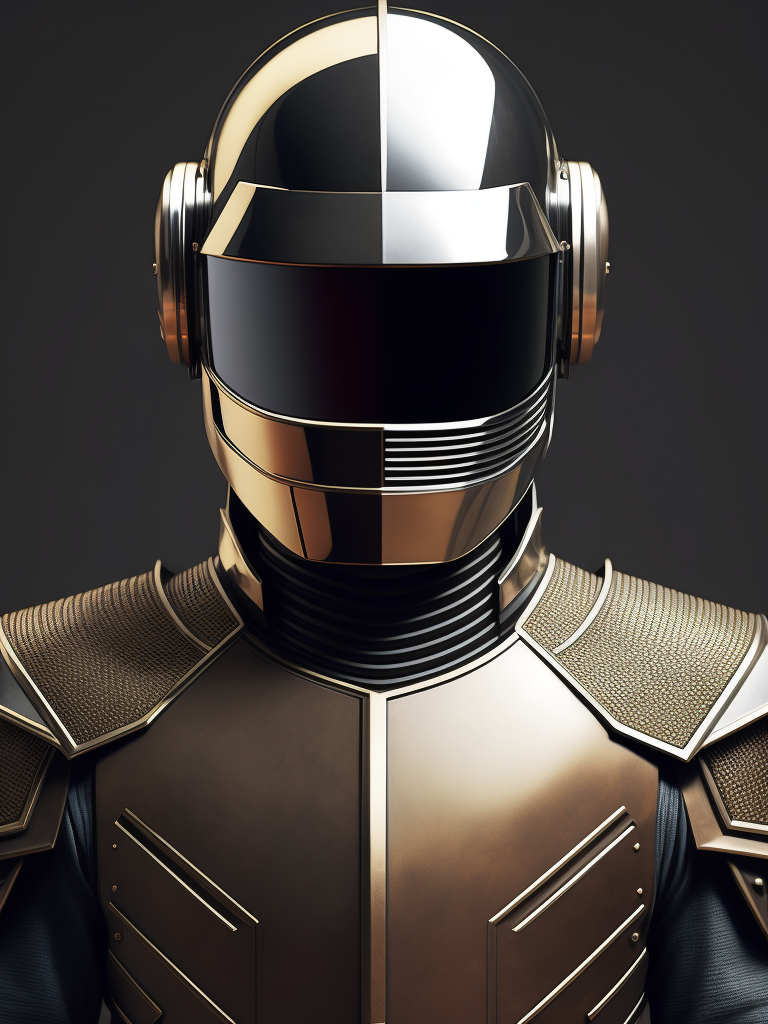 Une image des Daft punk avec une armure qui mélange leur casque et une armure médiévale