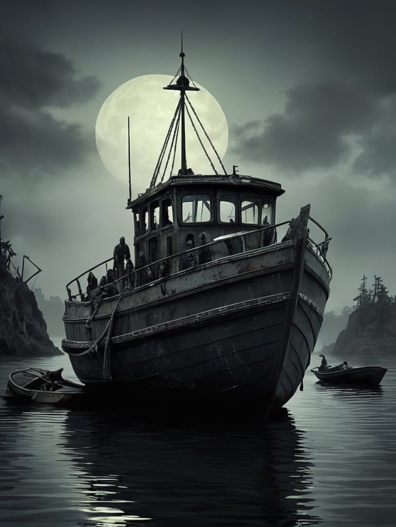 I want a zombie boat in the dark