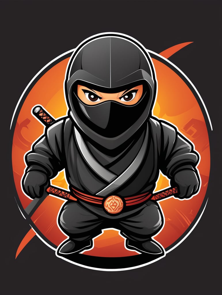 Ninja mascot logo, black background, e-gaming, Gaming Logo, illustration, vector image