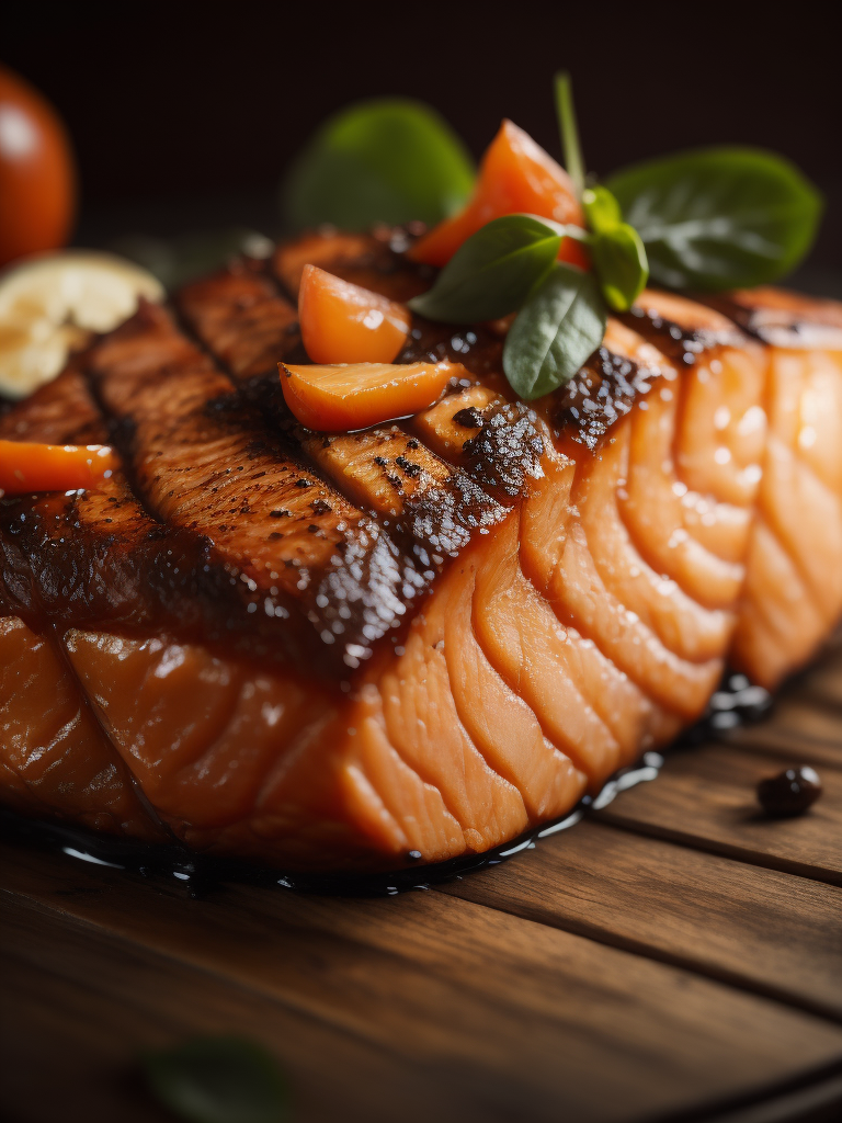 macro photography of a grilled salmon