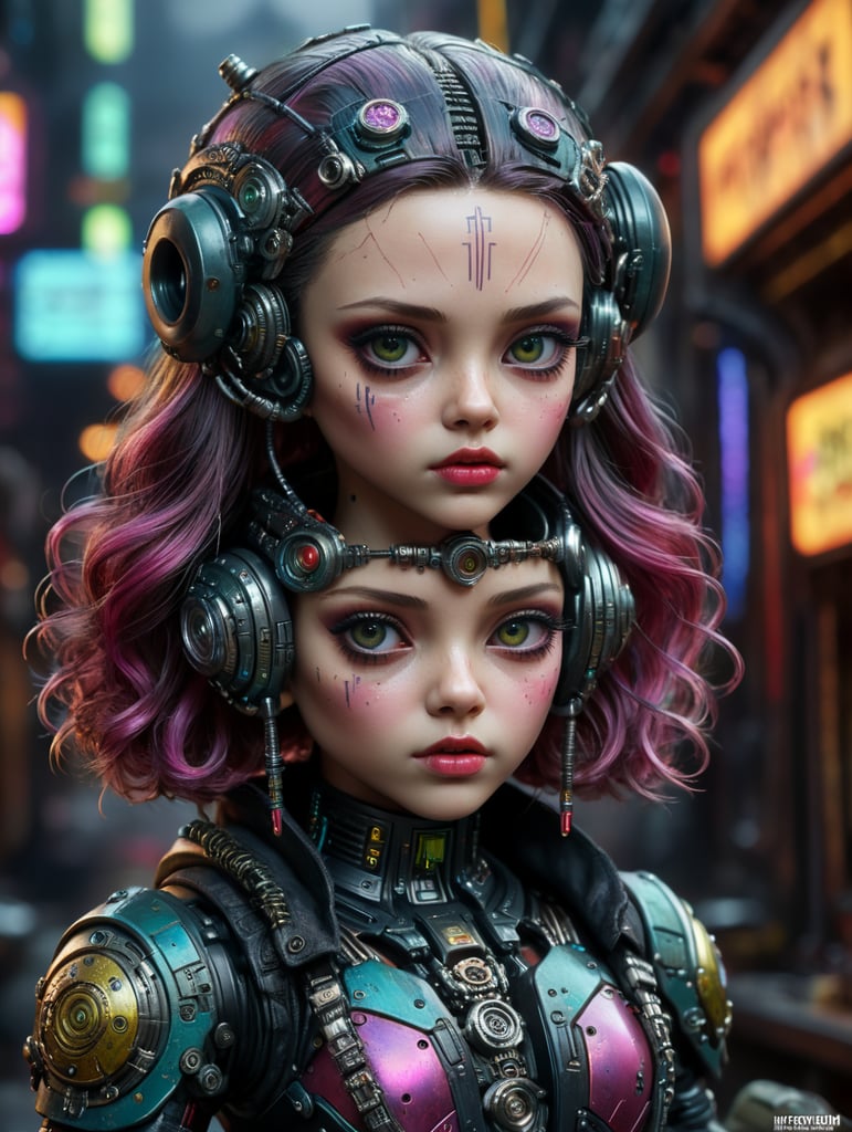 blythe doll in cyberpunk style