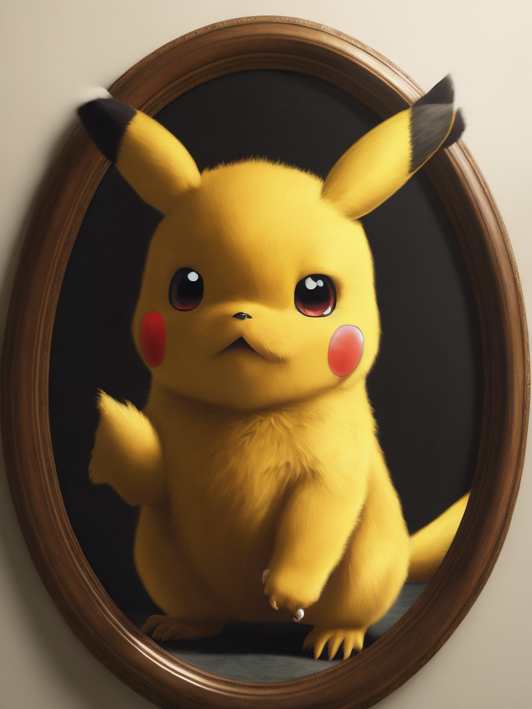 Portrait of pikachu, (style of Rembrandt), pokemon, Detailed image