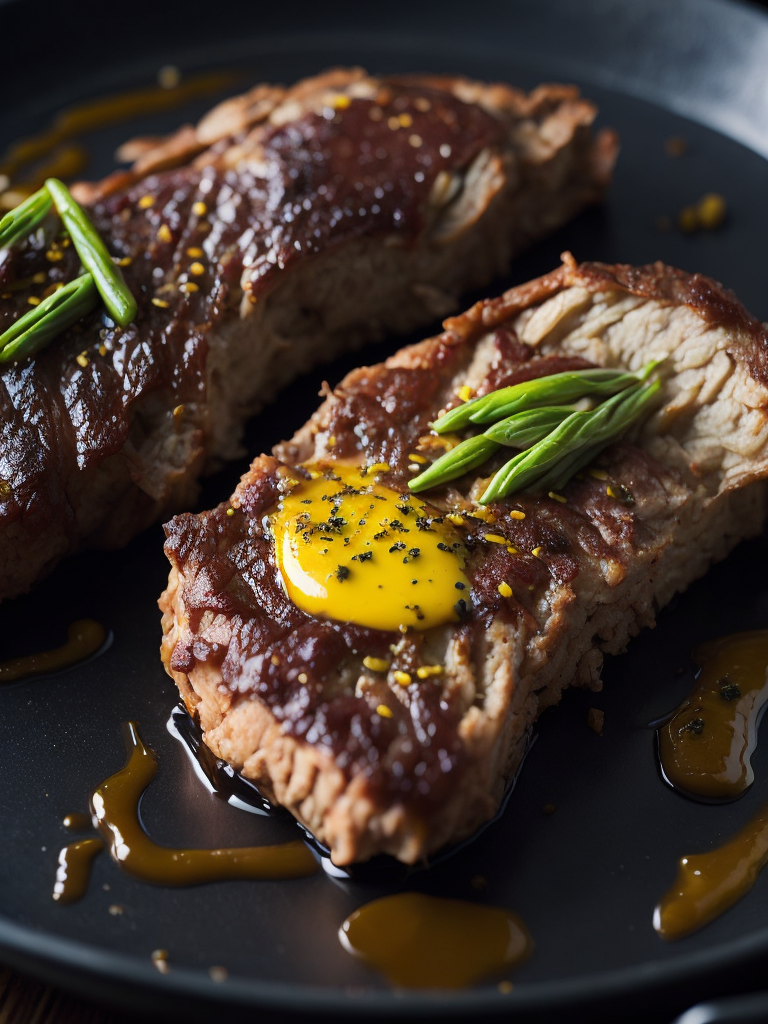 fried steak with melted butter, cinematic shot