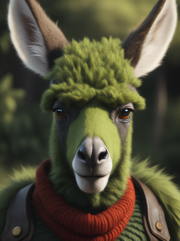 Knitted green lama