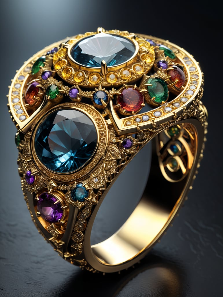 gold ring decorated with fractal gems