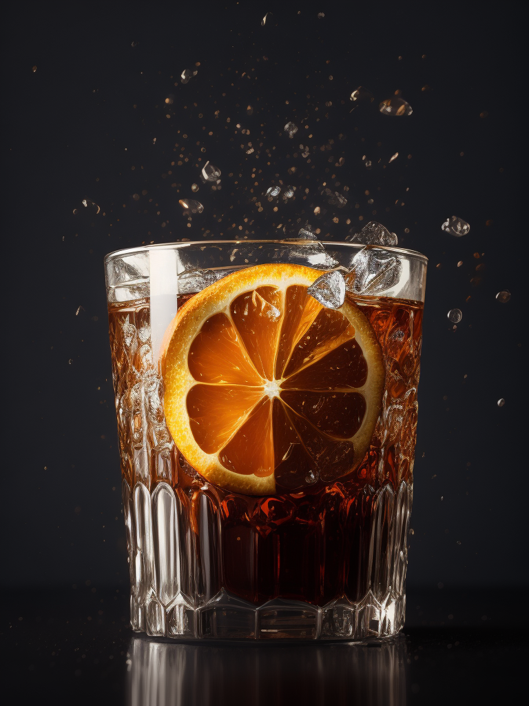 Glass with whiskey-cola cocktail