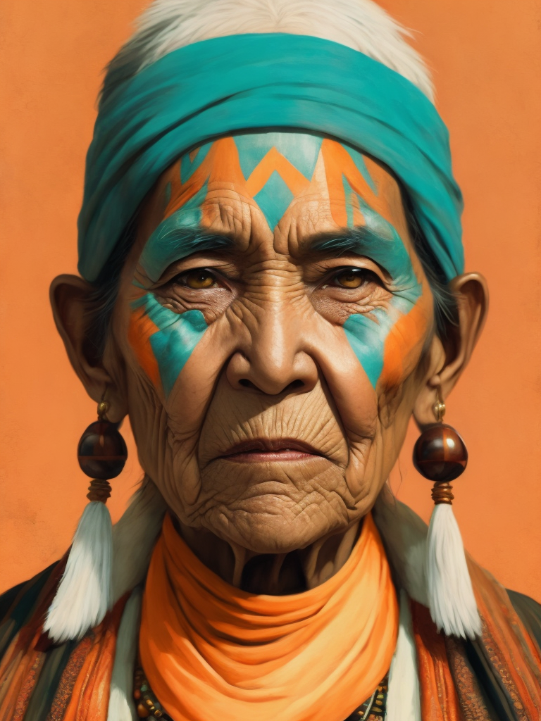 native american old woman in national dress