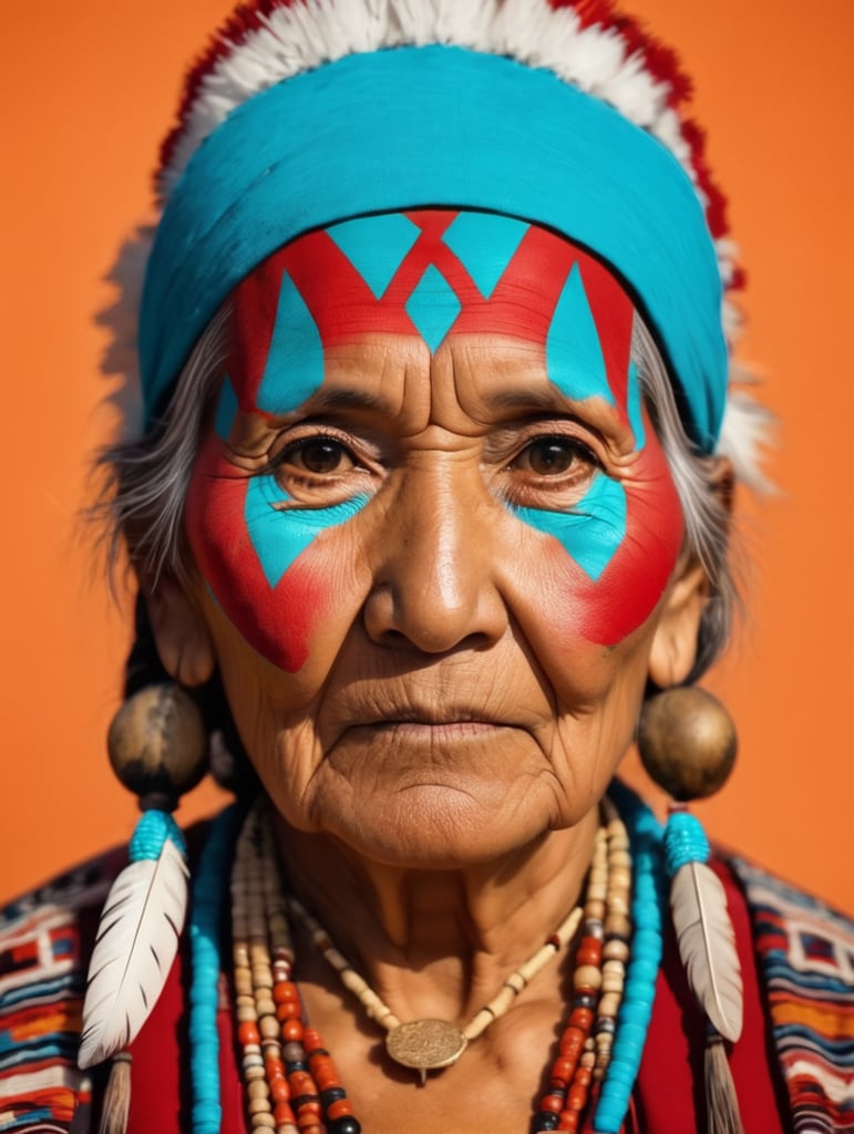 native american old woman in national dress
