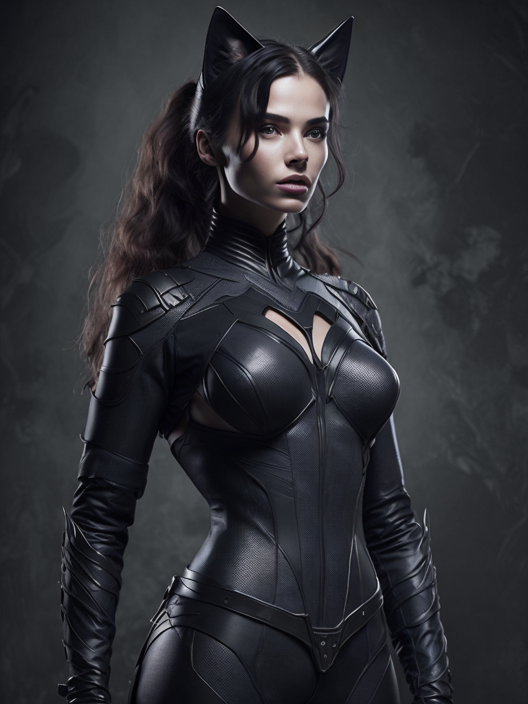 Cat woman hiperrealistic epic