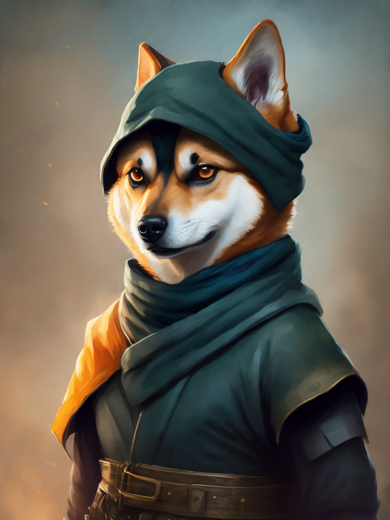 shiba inu dressed as a ninja