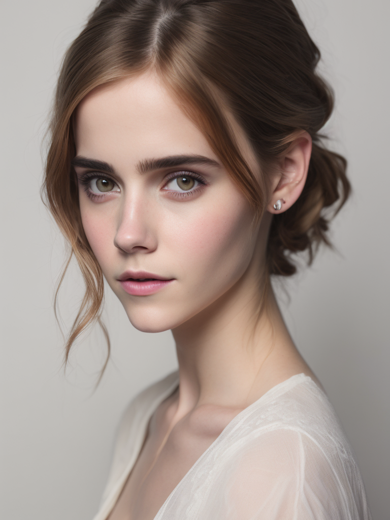 Portrait of Emma Watson, ultra realistic, Long hair, detailed background