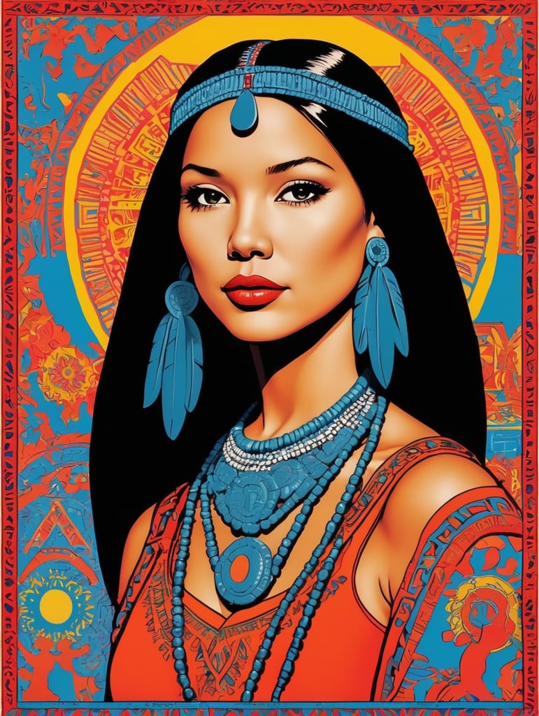 Pocahontas, Illustration, Painting, Pop-Art, USA, style of Keith Haring