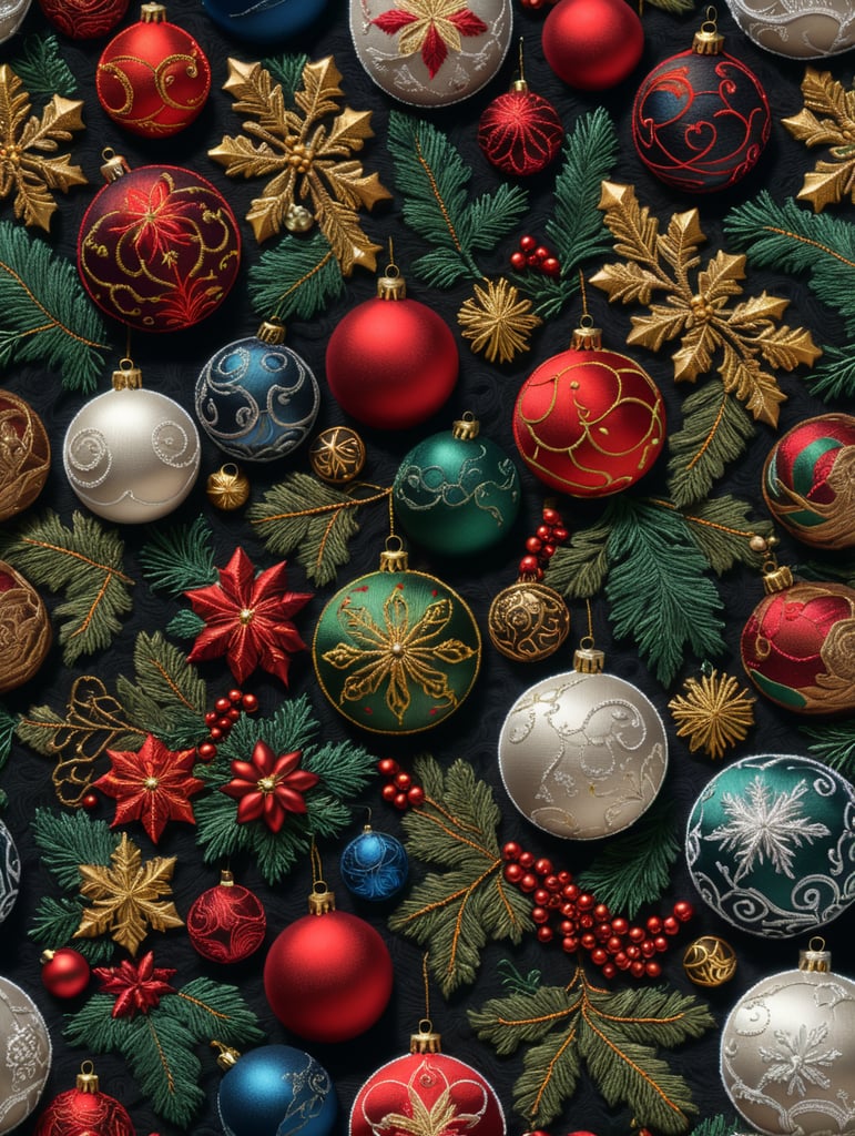embroidery Christmas seamless pattern
