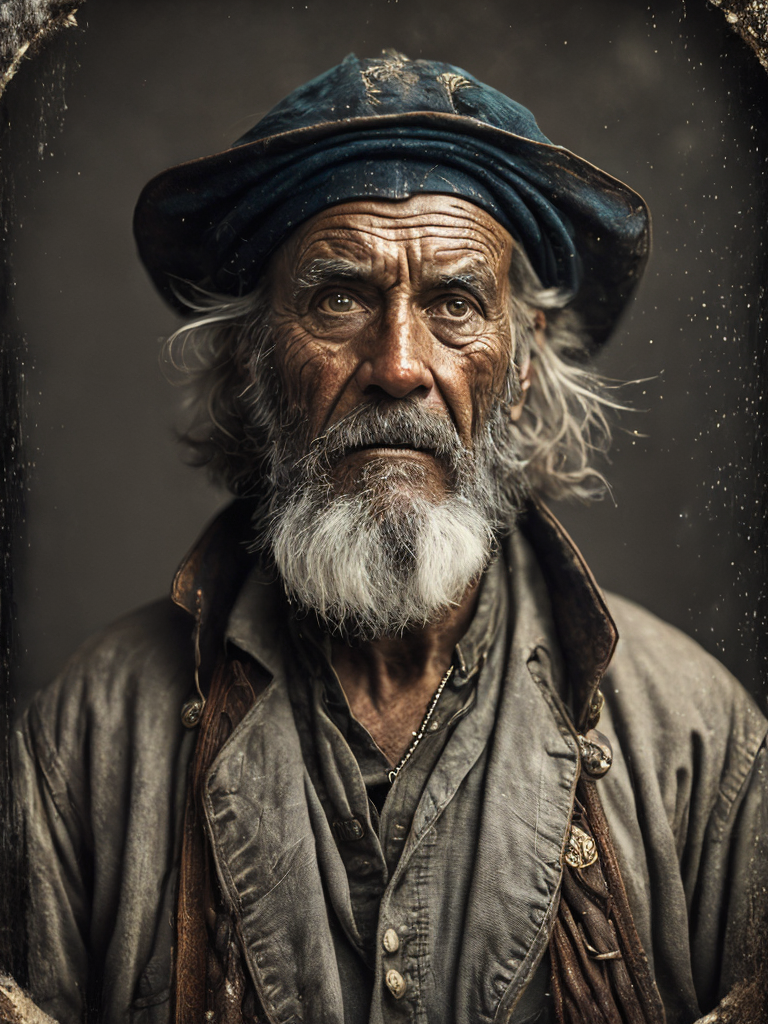 a wet plate photograph of a grizzled old sea captain