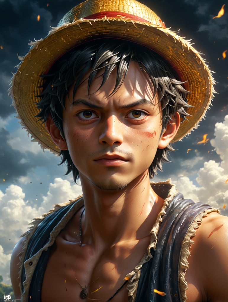 one piece luffy young with morning light