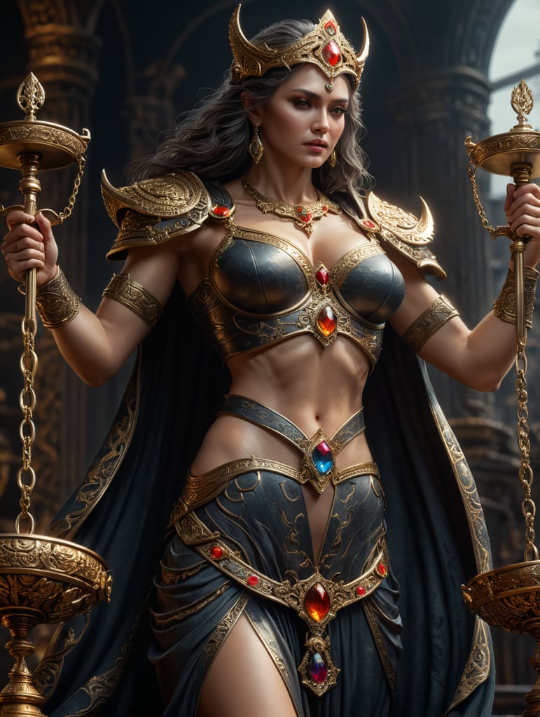 Justice goddess holding balance scales