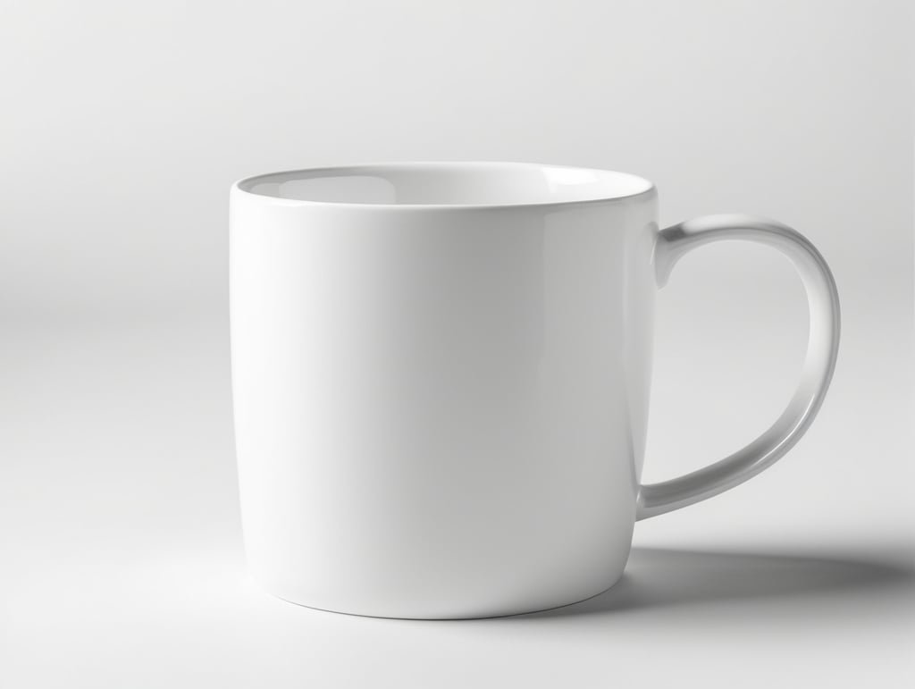 White strait ceramic mug, white background, isolated, mock up, mockup