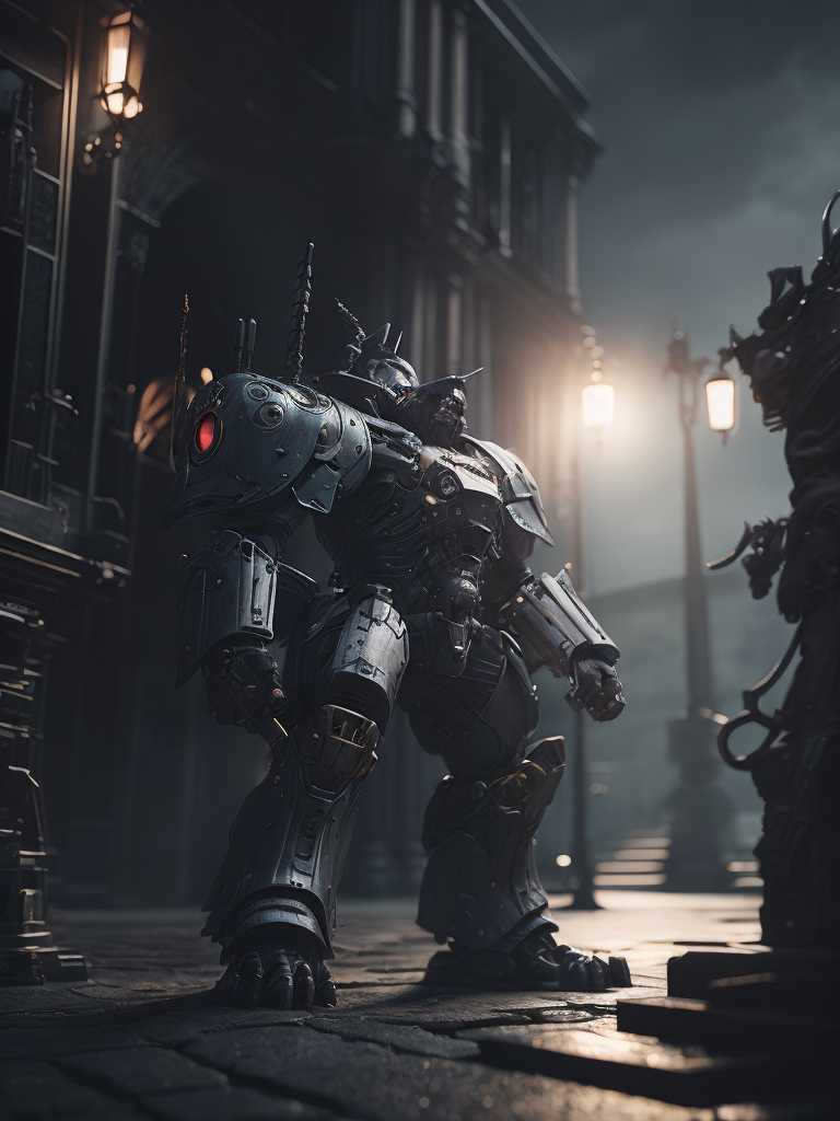 warhammer 40k Dreadnoughts, warhammer 40000, gothic theme, photorealistic, raytracing, Unreal Engine, Cinematic, Ultra Wide Angle, Depth of Field, hyper detailed, crazy details, intricate details, Cinematic, ((epic))
