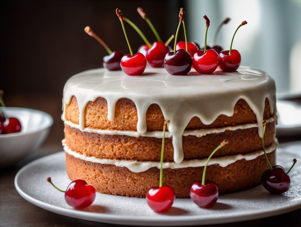 fine cake with one cherry