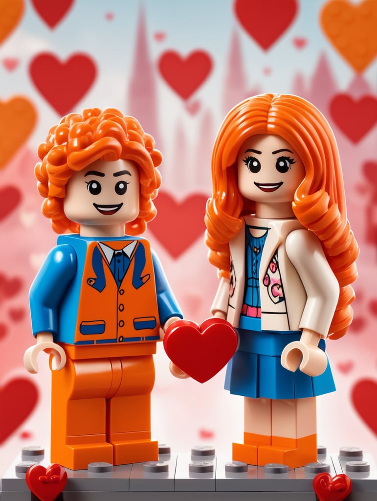 Lego Young couple Background valentine Girl with orange hair