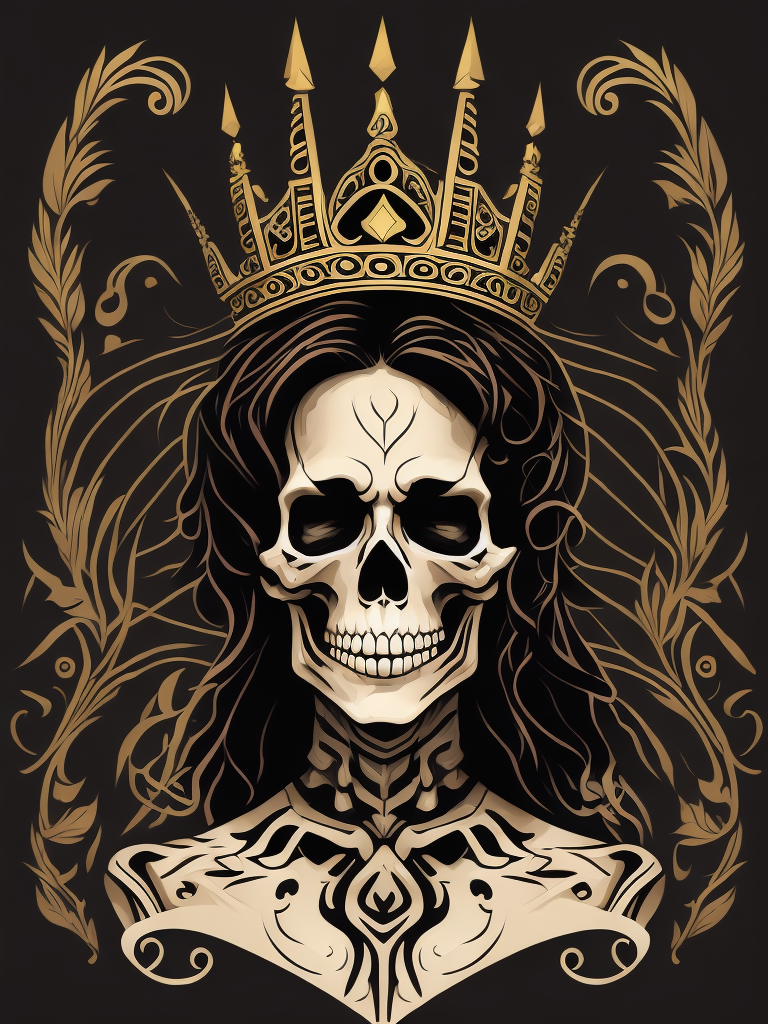 A vector art of a queen skeleton tattoo