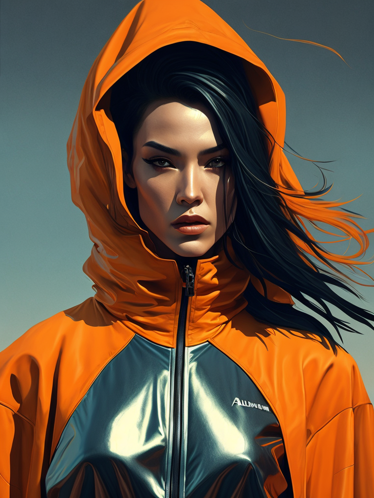 Ultra hd! realistic! helmut lang, fashion photoshoot, futuristic, beautiful face, female posing, chrome outfit, surreal landscape, photo in 90's fashion style, medium format, fuji superia 400, iso 400, surrealistic, 8k