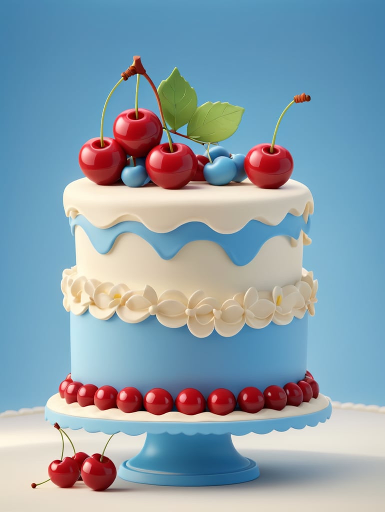 fine cake with one cherry