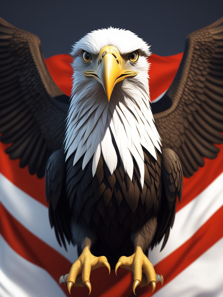 Eagle icon with USA flag wings red white and blue