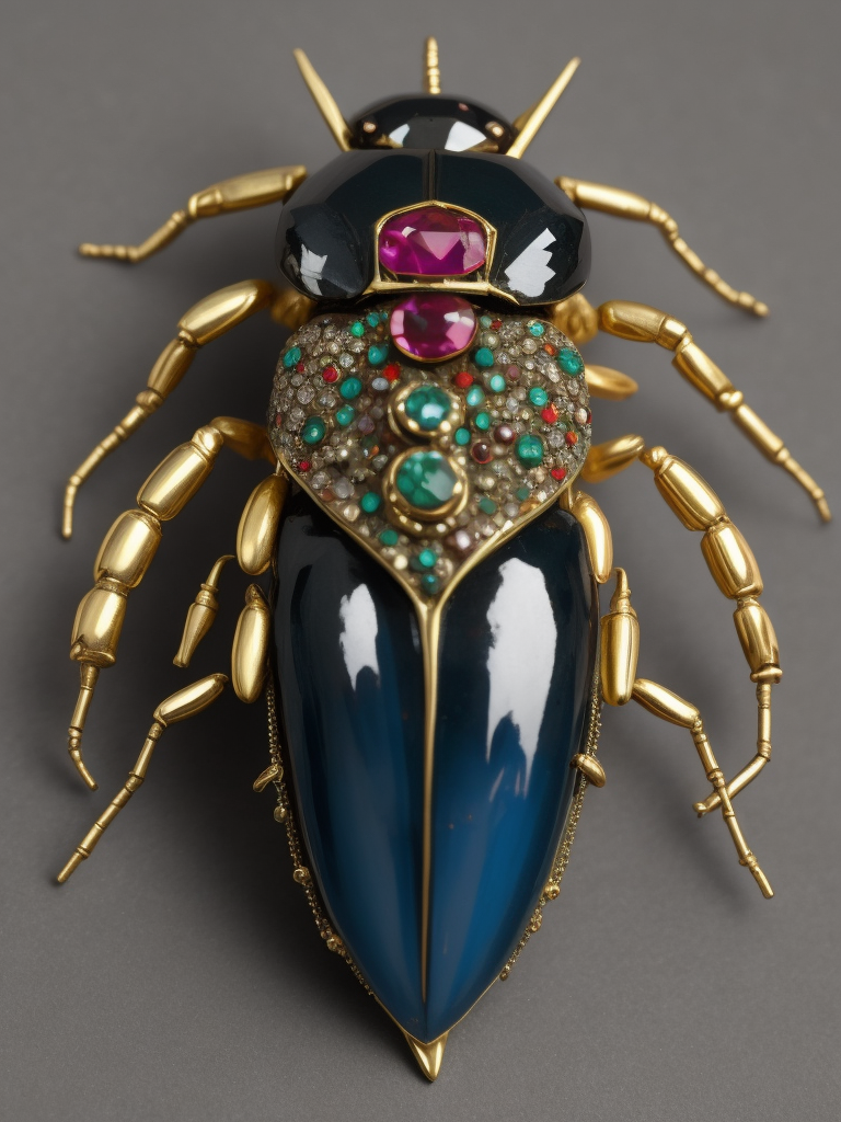 Beetle brooch made from various gems