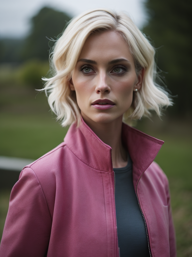 barbie in a real life, pink jacket