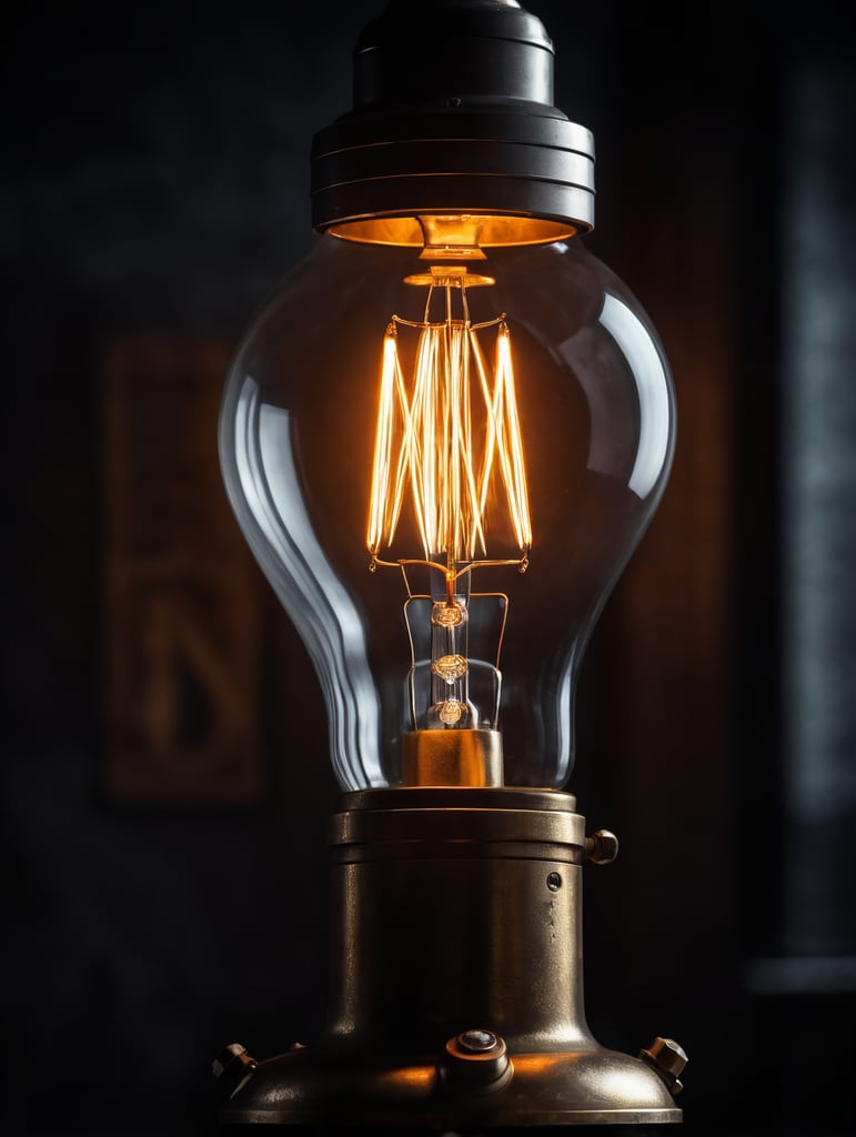 Edison lamp, macro photo, epic shot