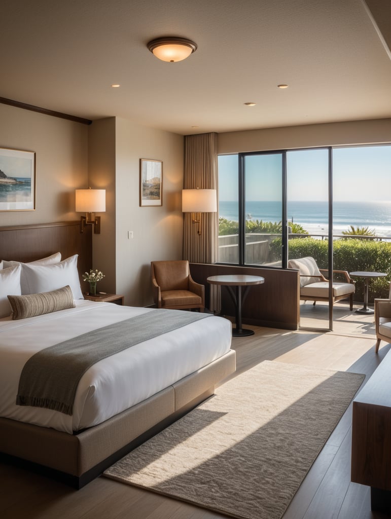 minimalist 50‘s style boutique hotel in malibu beach. natural colors