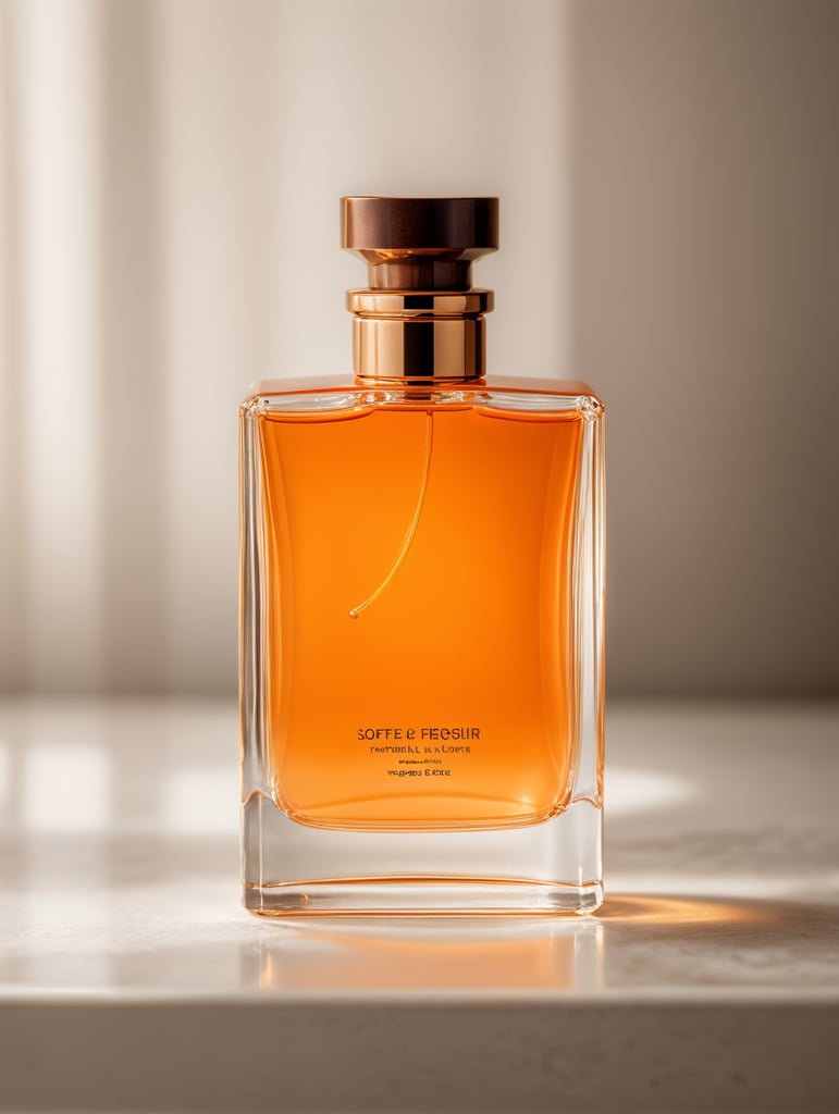 Minimalist orange perfume bottle