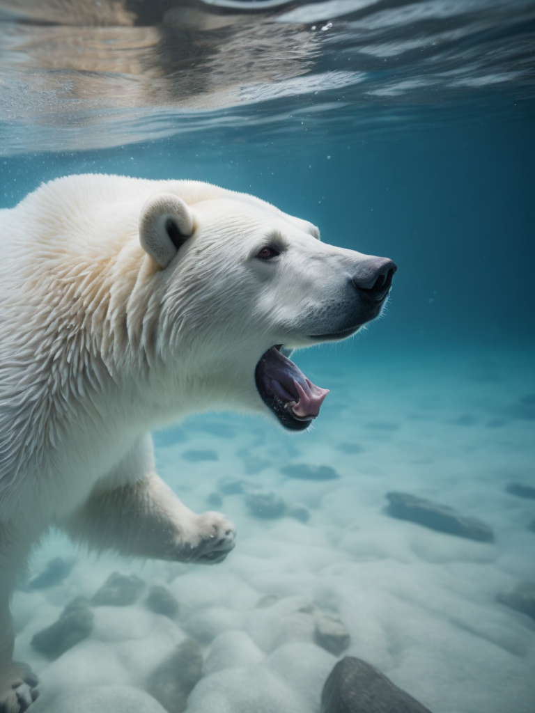 polarbear underwater, drift ice