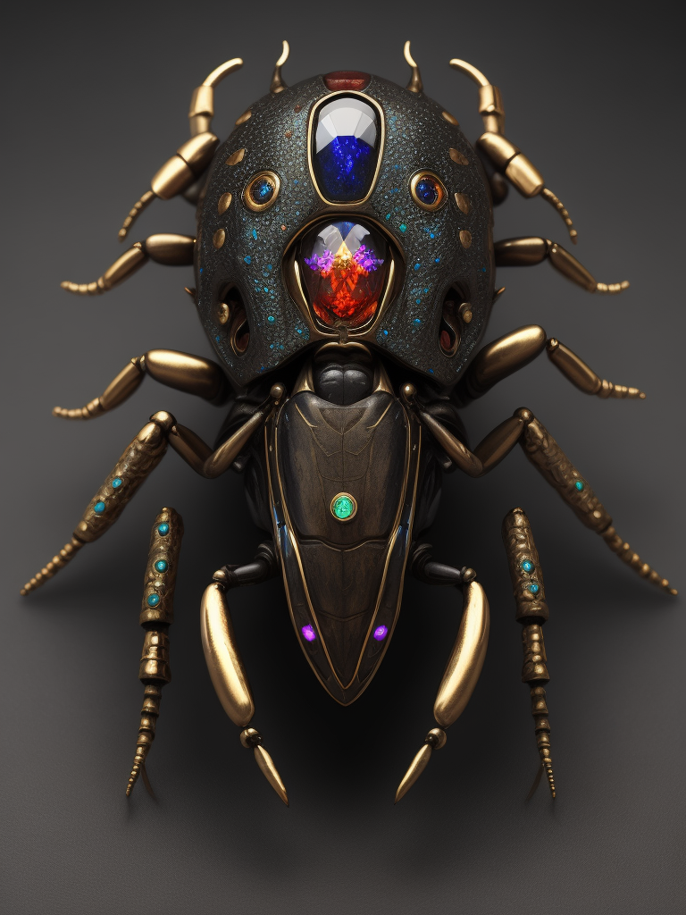 Beetle brooch made from various gems