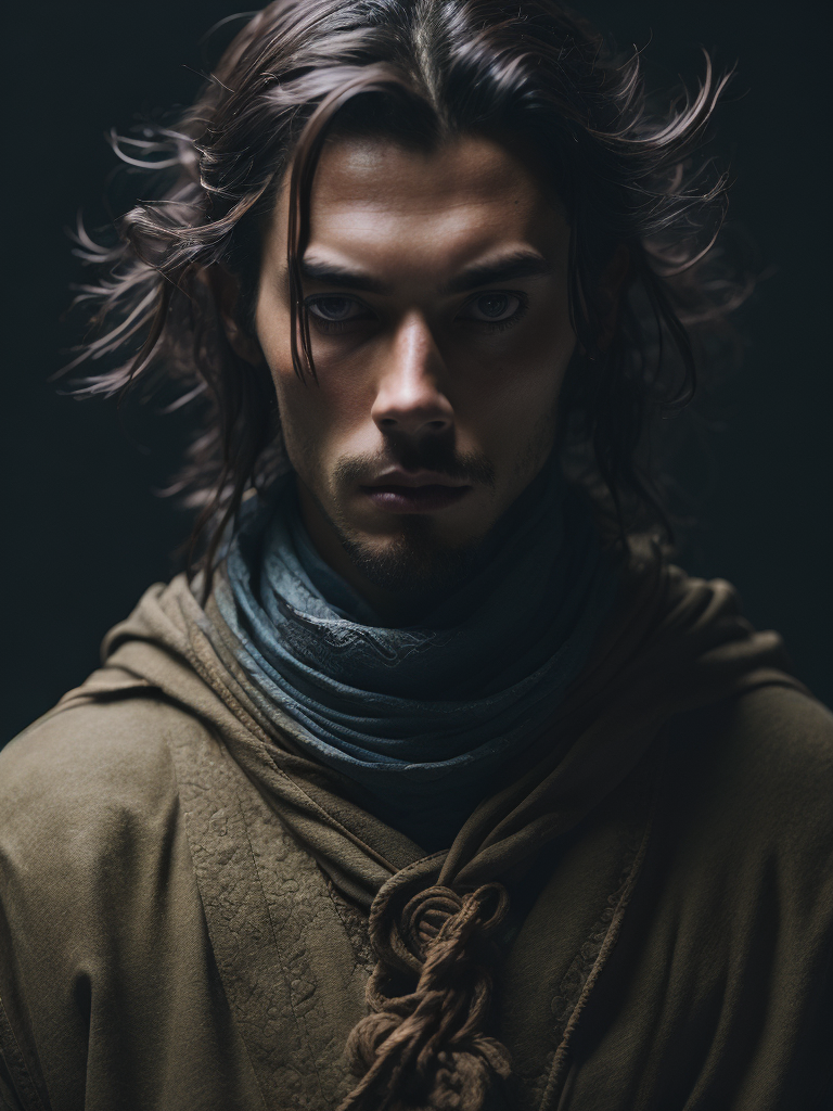 samurai portrait, mirror, no face