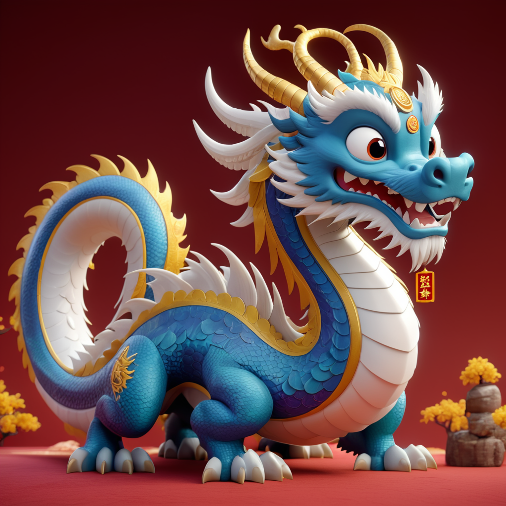 3d render of lunar Dragon, chinese, lunar year